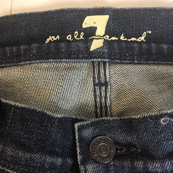 7 For All Mankind Crop Jeans Womens Sz 27 Mia Cuffed Embroidered Distressed USA - Picture 2 of 7
